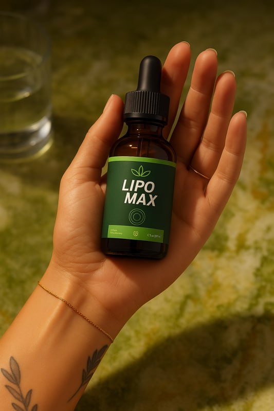 LipoMax weight loss supplement bottle held in hand
